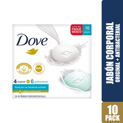 Jabón Barra Dove Antibacterial Y Original 10 Pack - 90g