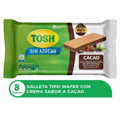 Galletas Tosh Pozuelo Cacao Wafer 8 Pack - 201.6 g