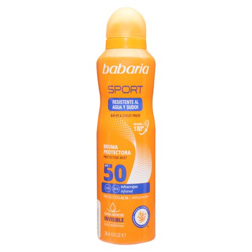 Protector solar Babaria sport invisible resiste agua y sudor FPS 50 - 200 ml