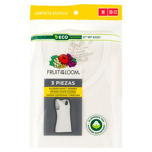 Camiseta Fruit Of The Loom para Niños Color Blanco 3 Pack Talla M