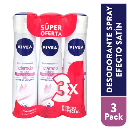 Desodorante Nivea Spray Efecto Satín, Con Aceite De Aguacate 3 Pack - 150ml