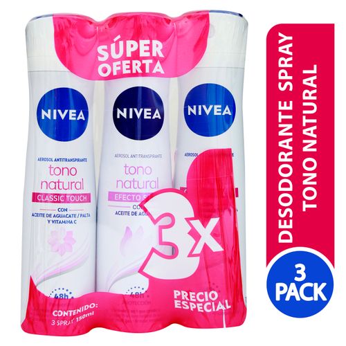 Desodorante Nivea Spray Tono Natural, Con Acetite De Aguacate, Palta Y Vitamina C 3 Pack - 150 ml