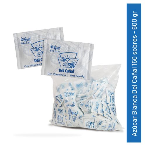 Azucar Blanca Del Cañal Sachets - 150 Unidades 600 g