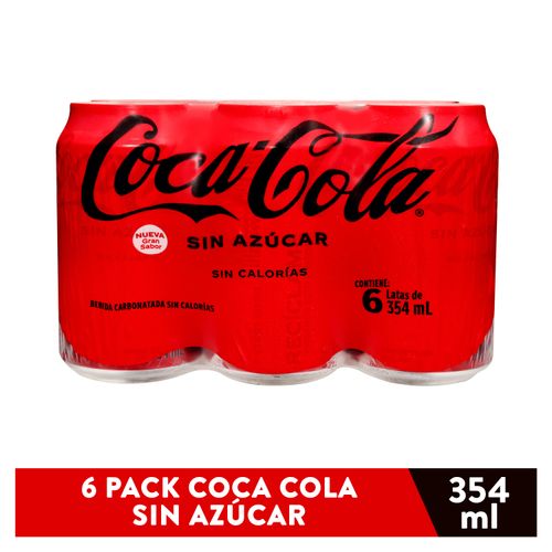 Gaseosa Coca Cola Sin Azúcar Lata 6pack - 2.124 L