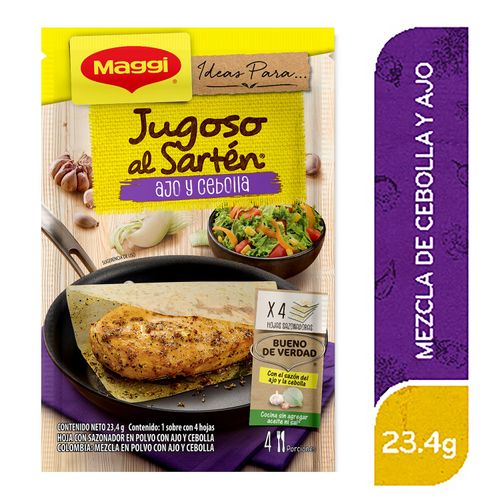 Sazonador Jugoso al Sartén Ajo y Cebolla MAGGI Sobre 23.4 g