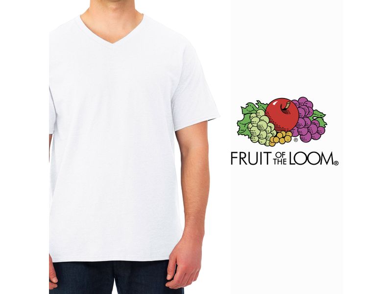 Tshirt-Fruit-Of-The-Loom-para-Caballero-Cuello-V-Color-Blanco-Talla-M-5-35576