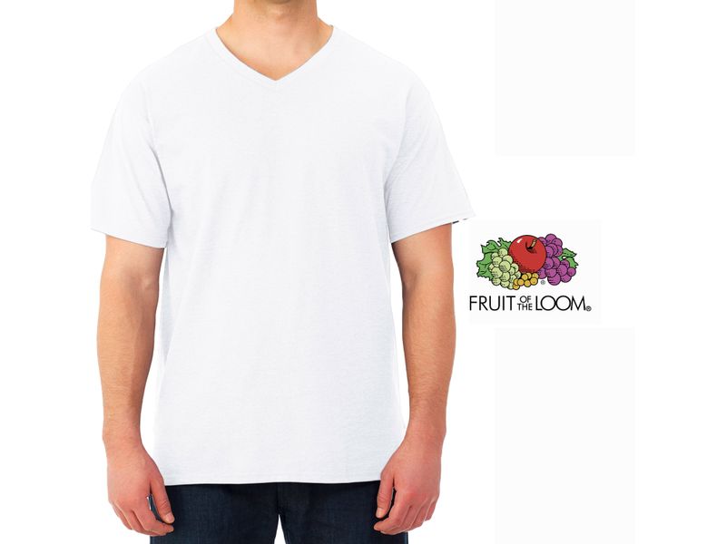 Tshirt-Fruit-Of-The-Loom-para-Caballero-Cuello-V-Color-Blanco-Talla-L-4-35577