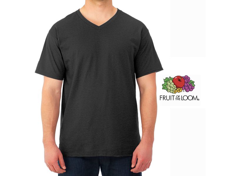 Tshirt-Fruit-Of-The-Loom-para-Caballero-Cuello-V-Color-Negro-Talla-S-4-35583