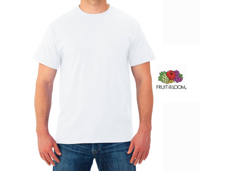 Tshirt-Fruit-Of-The-Loom-para-Caballero-Cuello-Redondo-Color-Blanco-Talla-S-4-35591