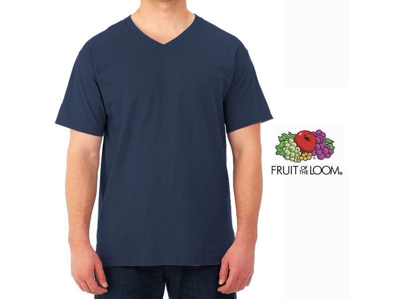 Tshirt-Fruit-Of-The-Loom-para-Caballero-Cuello-V-Color-Azul-Talla-S-4-35599