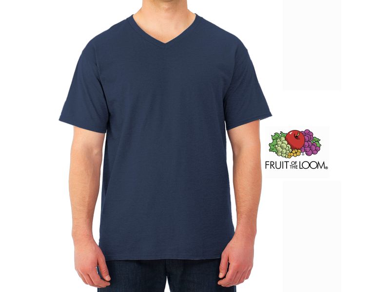 Tshirt-Fruit-Of-The-Loom-para-Caballero-Cuello-V-Color-Azul-Talla-L-4-35601