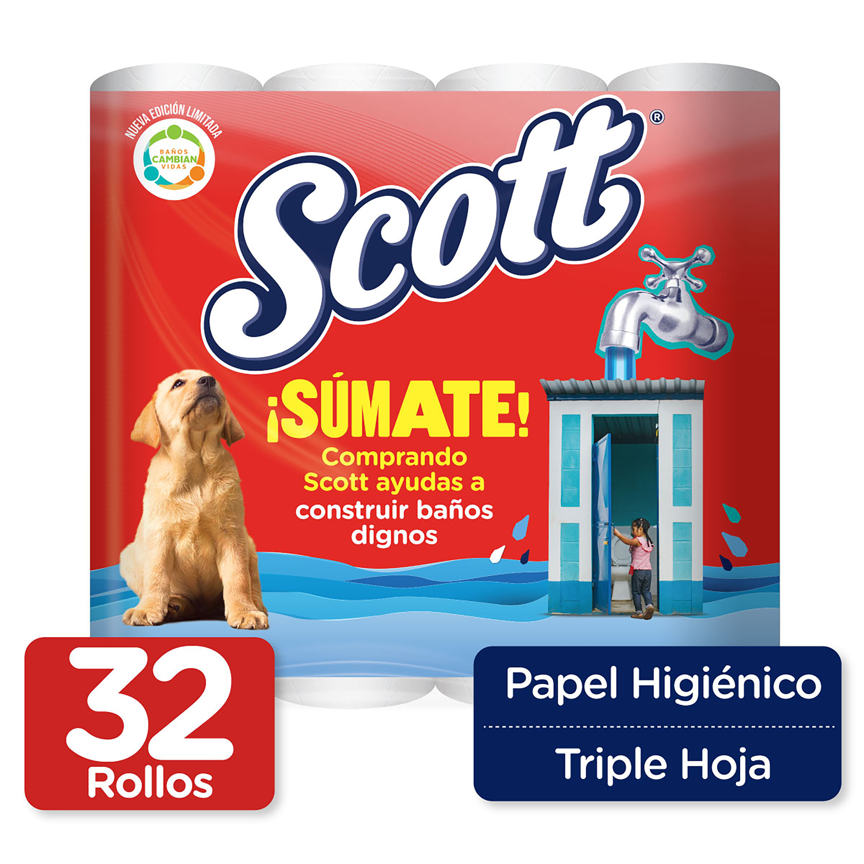 Scottex Clean - Papel higiénico completo, paquete de 24 rollos (8 x 3),  77.96 oz