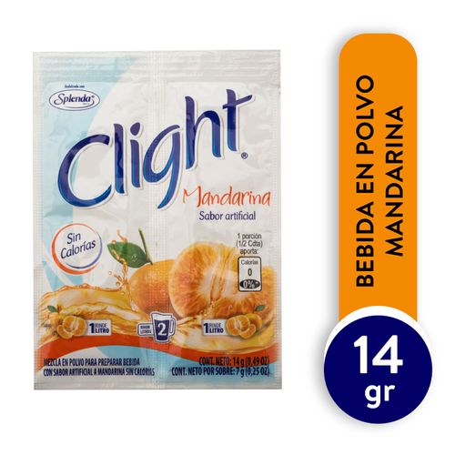 Bebida En Polvo Clight Sin Calorías Sabor Mandarina Sobre - 14g