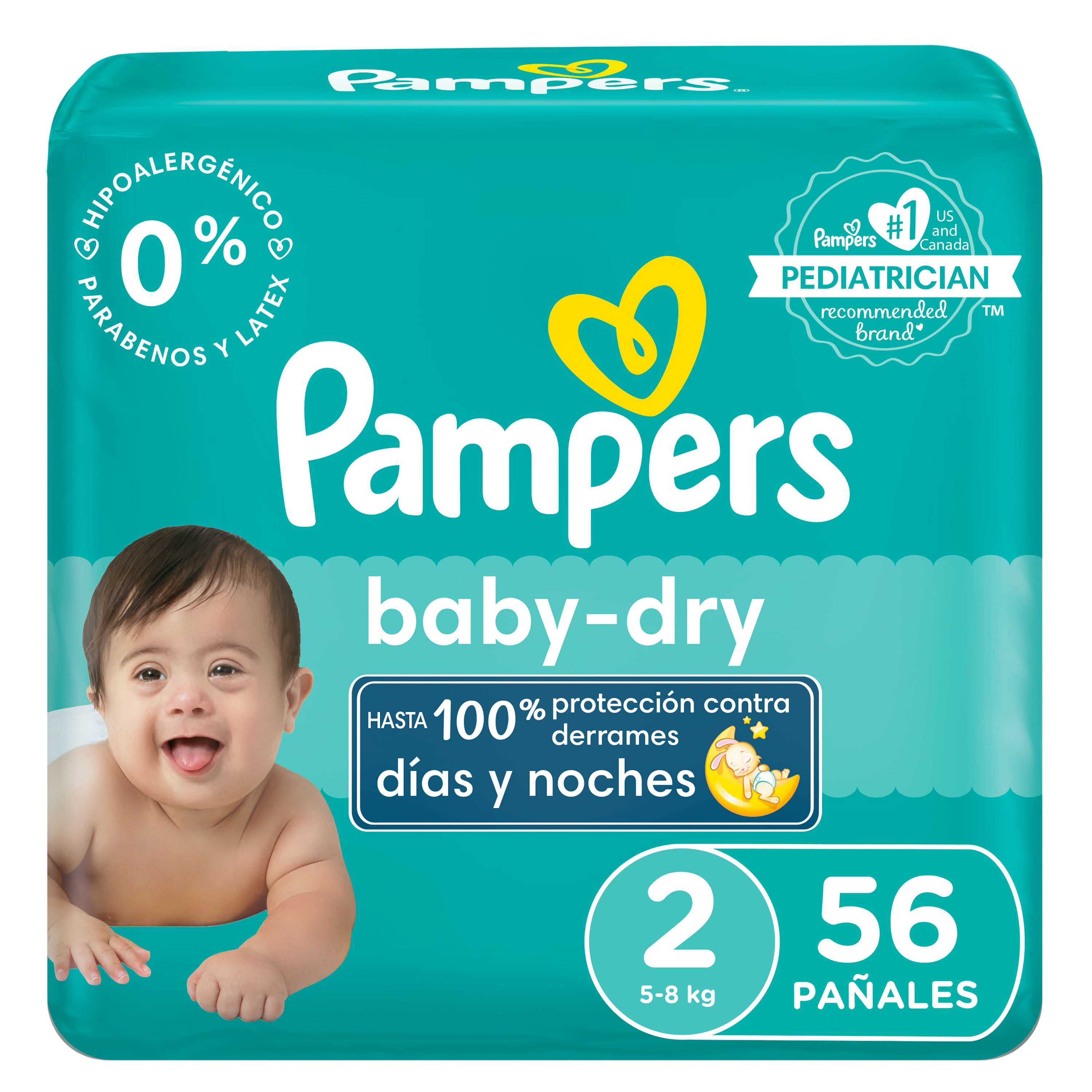 Pampers Baby Dry Pañales Talla 2 (12 a 18 lbs) 1x112 unds Caja