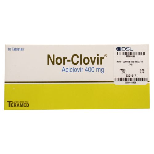 Tabletas Nor-Clovir 400 mg X 10 Unidades