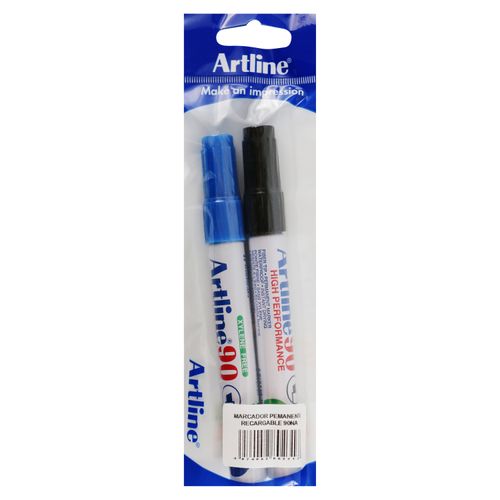 Marcadores permanentes Artline negro y azul - 2 Pzas