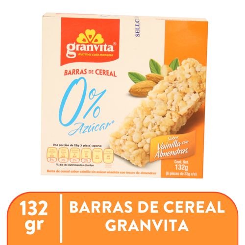 Barras  Granvita 0 azúcar sabor vainilla - 132 g