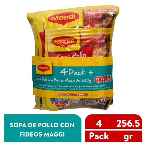 Sopas Maggi Pollo + Chipil 4 Pack Mas Sopita