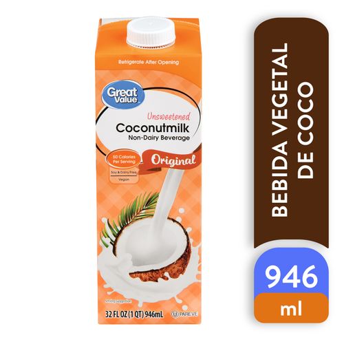 Bebida Vegetal Great Value De Coco Tetra - 946 ml