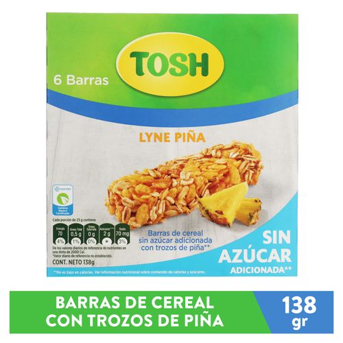 Barra De Cereal Tosh Lyne Piña 6 unid- 138 g