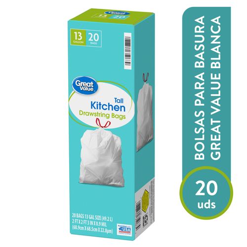 Bolsa Great Value Para Basura Blanca Pequeña - 20 Unidades