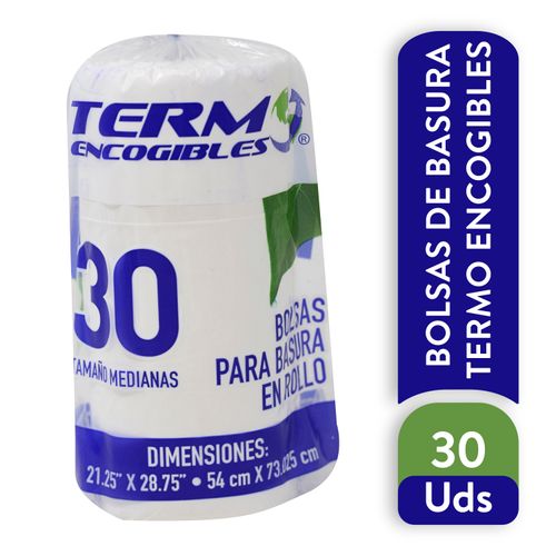 Bolsa De Basura Termo Color Blanca En Roll Tamaño Mediano - 30 Unidades