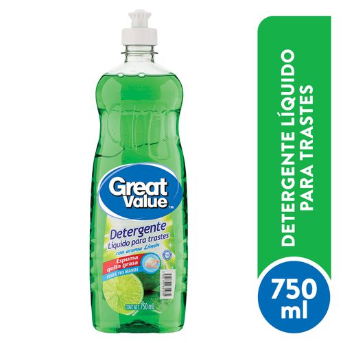 Lavaplatos Líquido Great Value Aroma Limón - 750 ml