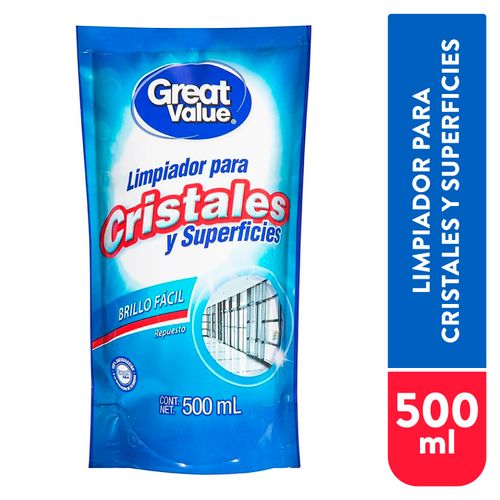 Limpia Vidrios Great Value Pouch 500 ml