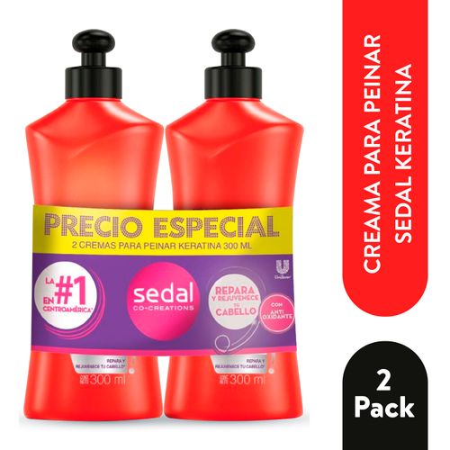 2 Pack Crema Para Peinar Sedal Keratina - 300 ml