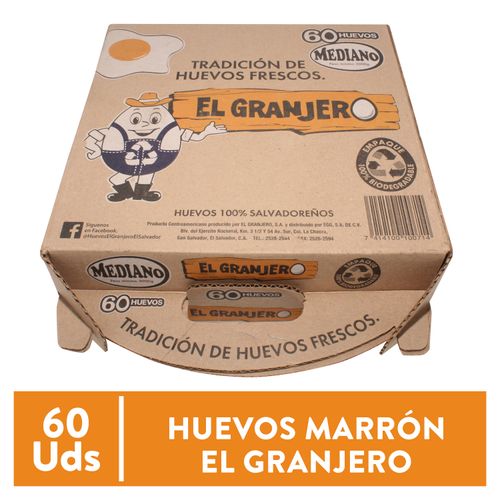 Huevo de Gallina El Granjero Marron Mediano - 60 Unidades