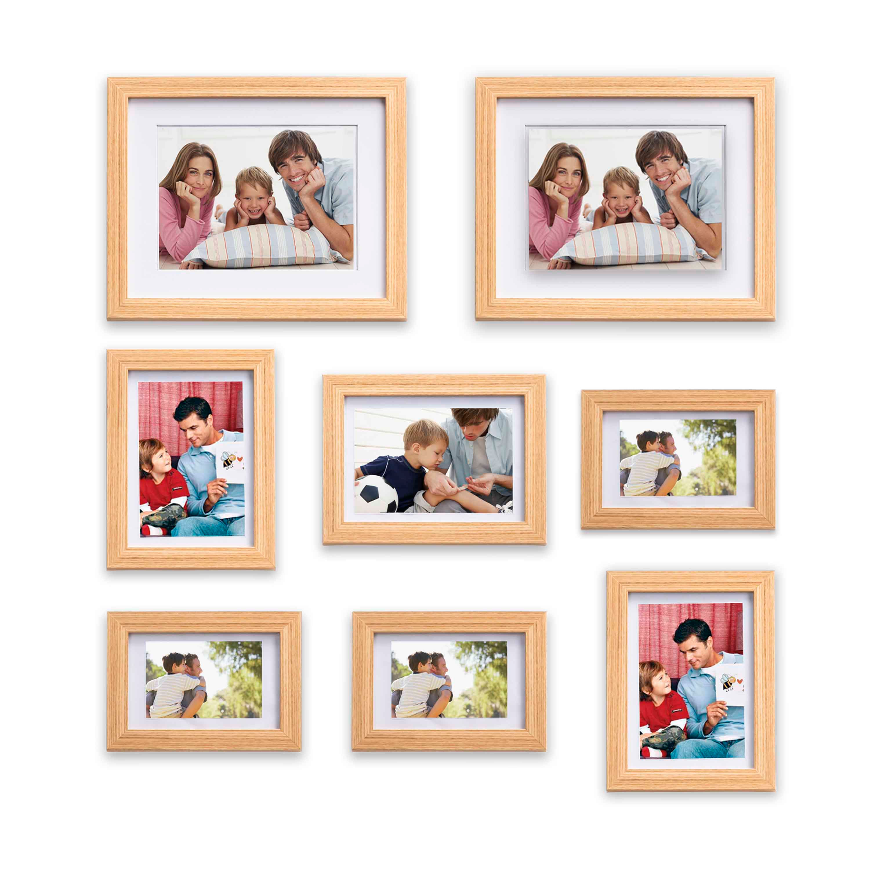 KAD Conjunto de marcos de fotos de madera - Montado en la pared Home Mall -  Marcos de cuadros retro Wall + Marcos de fotos de madera combinados + para