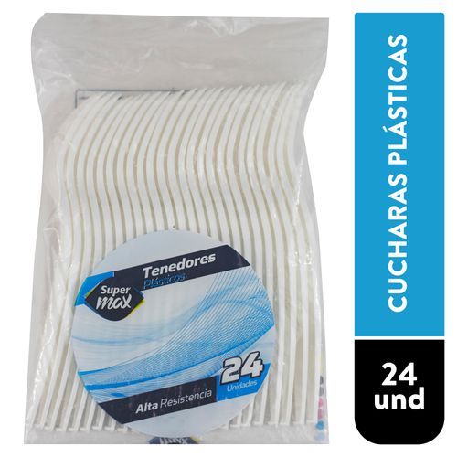 Tenedor Supermax Desechable Bco 24Uds