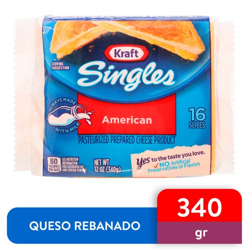 Queso Americano Kraft Rebanado - 340Gr