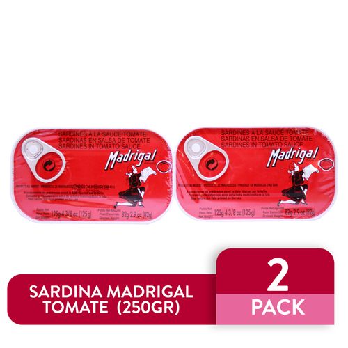 2 Pack Sardina Madrigal Tomate - 250Gr