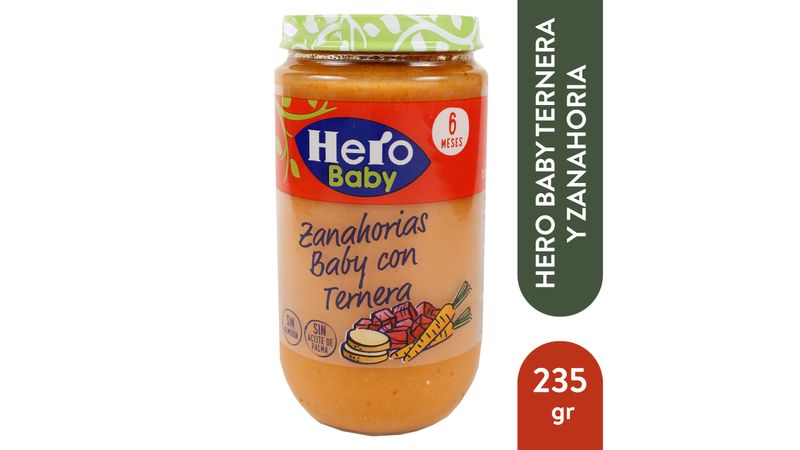 Potito de ternera con zanahorias HERO, tarro 235 g