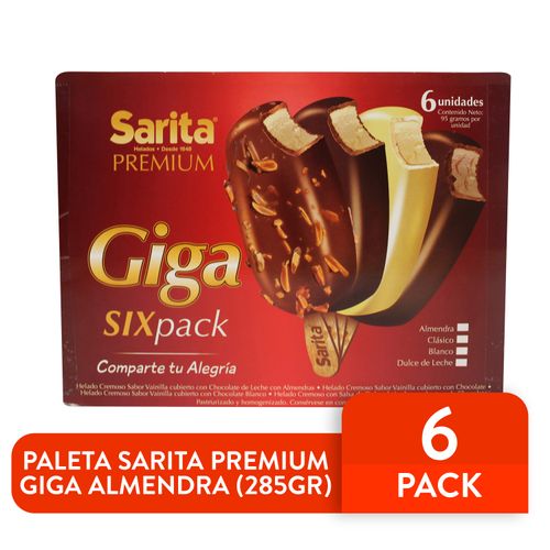 3 Pack Paleta Sarita Giga Almendra - 285 g