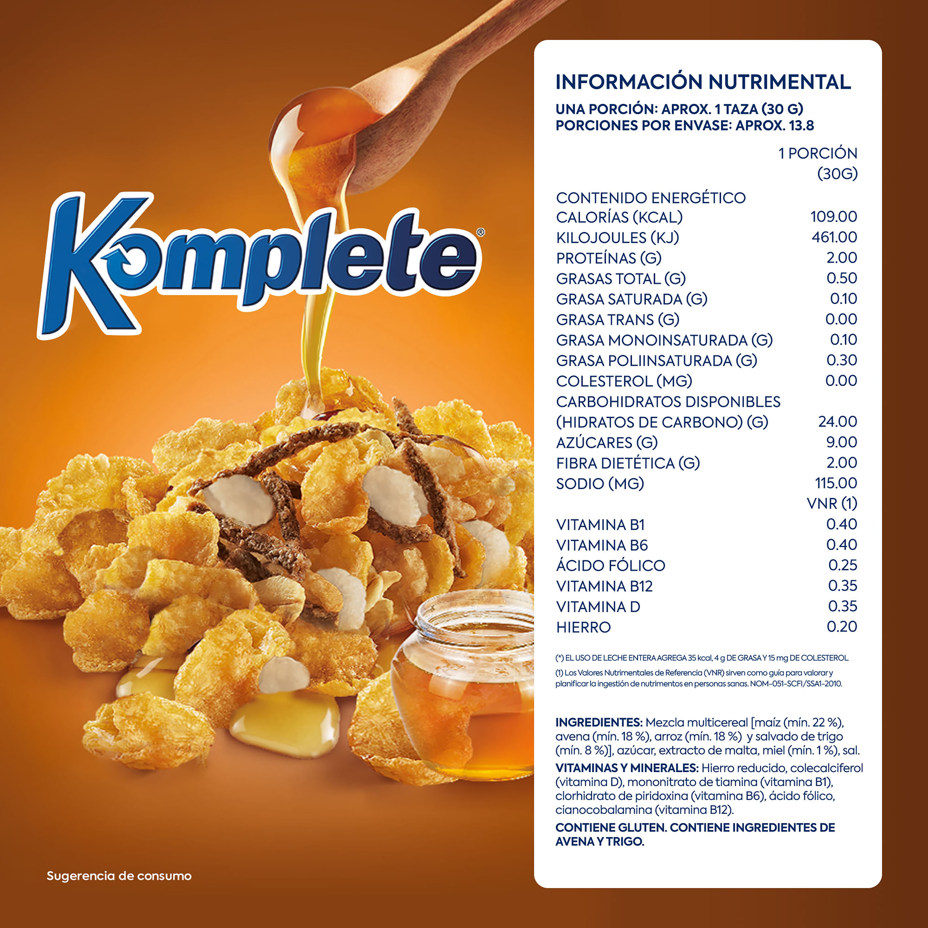 KELLOGS KOMPLETEHONEY 415G CEREAL SHIPS ONLY TO CANADA & USA 