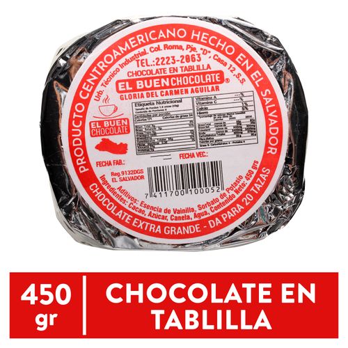 El Buen Chocolate Tablilla Xgrande 450 g