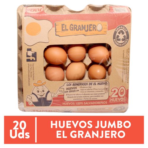 Huevo de Gallina El Granjero Marron Jumbo - 20 Unidades