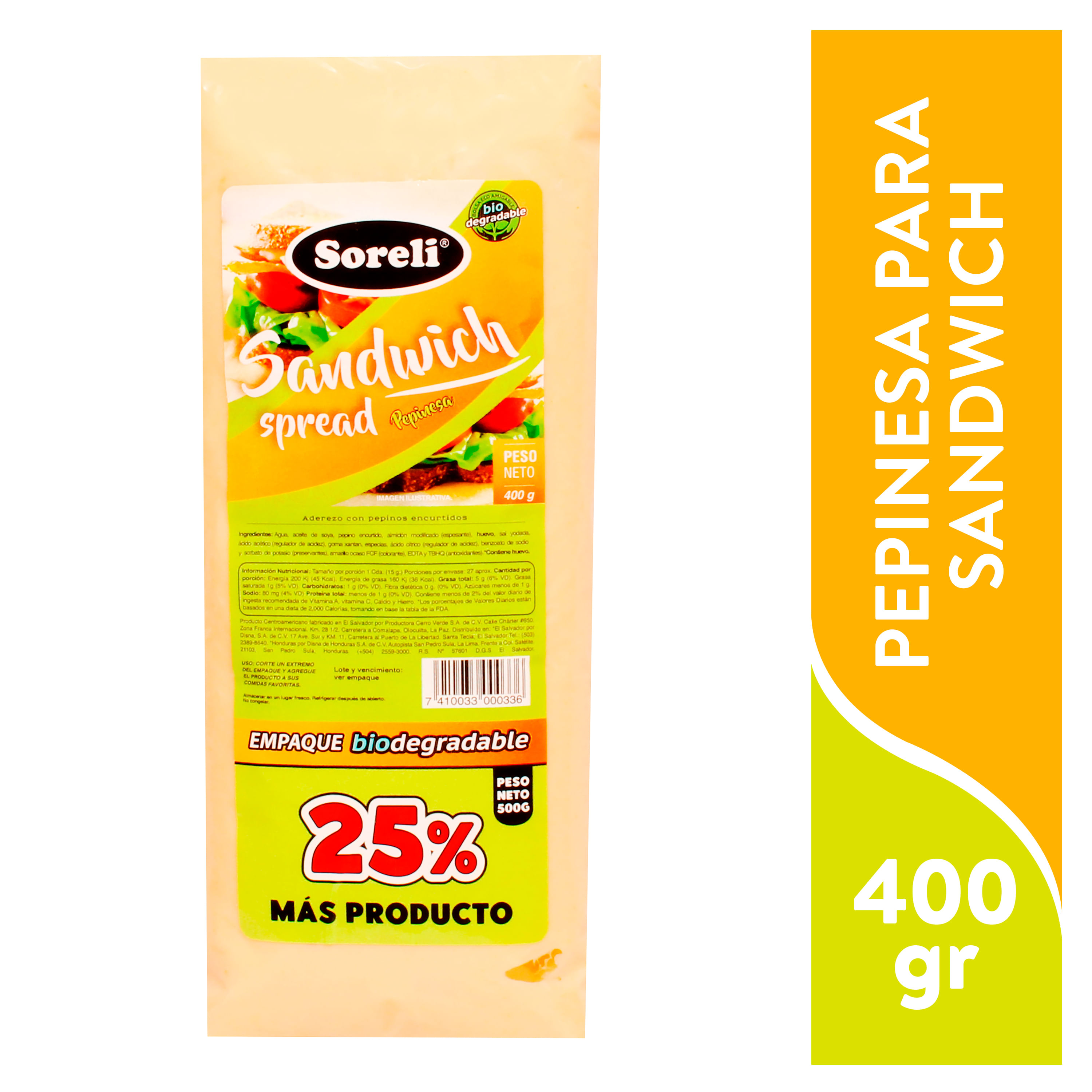 Sv Soreli Sandwich Spread Bolsa 400 Gr