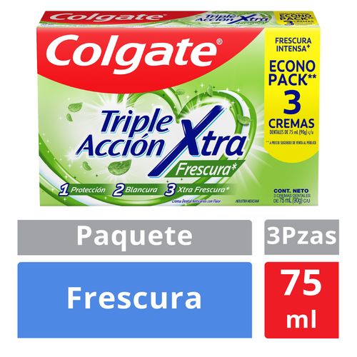 3 Pack Pasta Dental Colgate Triple Acción Xtra Frescura - 75 Ml