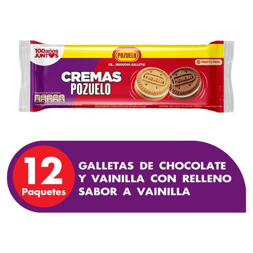 Galletas Cremas Pozuelo con Relleno de Vainilla