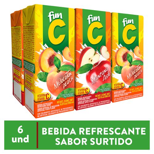 Bebida Refrescante Fun-C Sabores Surtidos 6 Pack  - 1200 ml