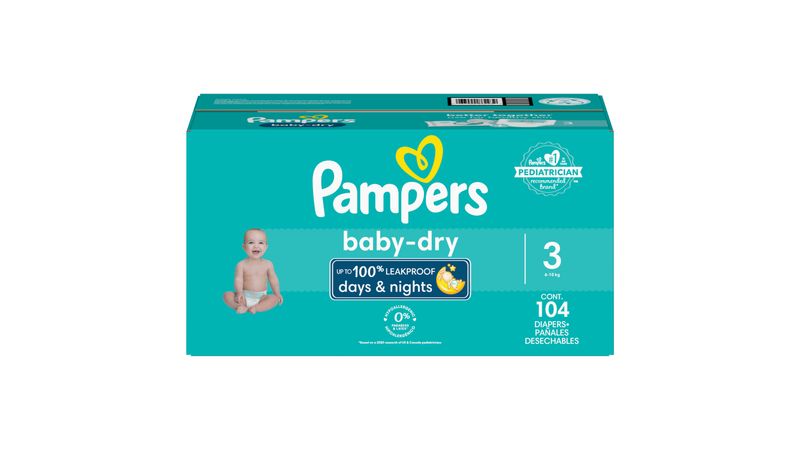 Pampers Pañales secos para bebés talla 0/recién nacido, 104 unidades  (paquete de 2) : Bebés 