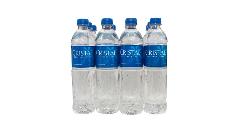 Cristal Agua 1L- 6 piezas, botella agua cristal