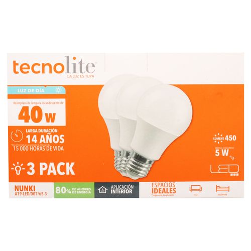 3Pk Led 5W Luz Blanca Tecnolite