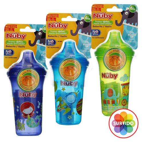 Baberito Nuby Antiderrame Impreso - 9 oz