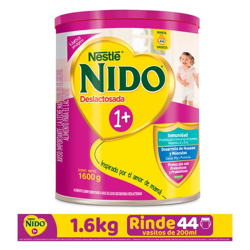 Nestlé® Nido® 1+ Deslactosada  Alimento Complementario A Base De Leche Instantánea Lata 1.6Kg