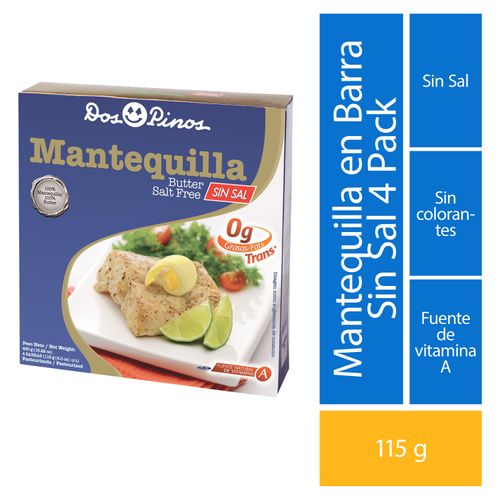 Mantequill Dos Pinos Sin Sal Caja 4 60 g