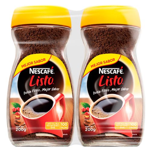 Nescafé® Listo Café Instantáneo Frasco 200 g 2 Unidades